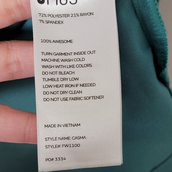 FIGS Technical Collection Women Green Casma Three Pocket Scrub Top XXL FW1100 - Picture 8 of 8